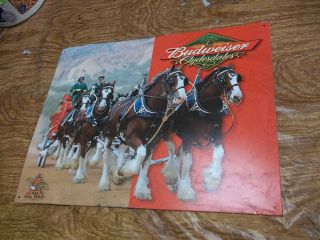 Tin Sign Budweiser Clydesdales Horses And Drivers