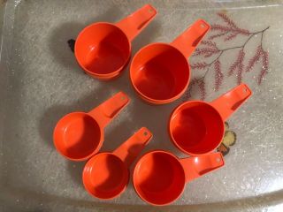 Vintage Tupperware Measuring Cups Set Of 6 Orange