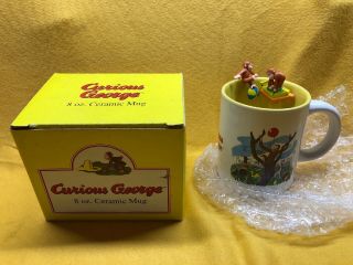 Vintage 1997 Curious George Monkey Coffee Mug Cup Hmco Ceramic 10 Fl Oz