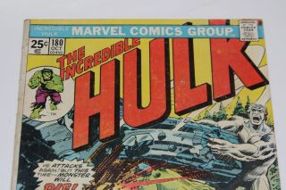 The Incredible Hulk 180 (Marvel 1974) 1st Wolverine Cameo No MVS 2
