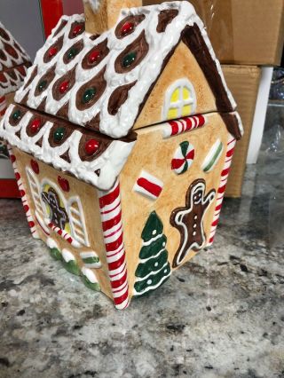 Ceramic Collectible Gingerbread House Cookie Jar 10” Christmas Village 3