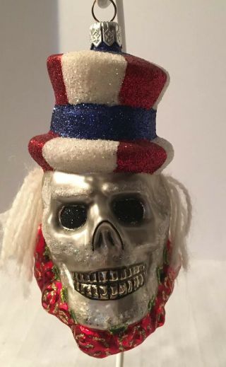 Halloween Slavic Treasures Head Skull Glass Ornament Christmas Davey Bones