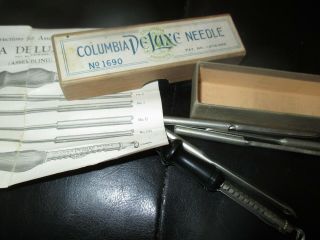 COLUMBIA Vintage RUG PUNCH NEEDLE Rug Making TOOL with FOUR SIZES - 1930 ' s 2