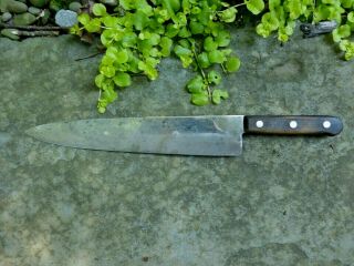 Vintage Foster Bros.  Xl 12 " Blade Carbon Steel Chef Knife - Razor Sharp