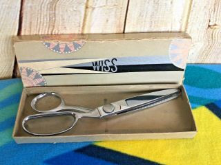 Vintage Wiss Chrome Plated Zig - Zag Pinking Shears Scissors Usa 9 " -