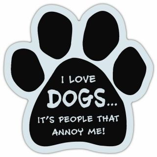 Dog Paw Shaped Car Magnet I Love Dogs.  It 