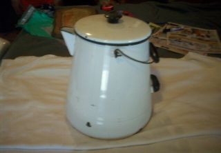 Black And White Enamel Ware Cowboy Campfire Coffee Pot 40 Cups