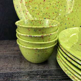 Zak Designs Set Of 4 Green Melamine Confetti Fruit Snack Bowls Only Zak Melmac