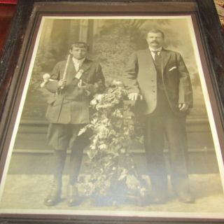 Antique Framed Photo Of Boy And Man With Religious Significance - 7 1/2 " X 10 "