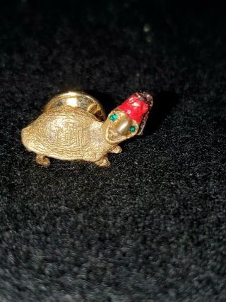 Vintage Shriner Masonic Turtle Pin With Red Fez,  Klitzner