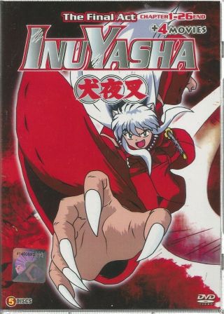 Anime Dvd Inuyasha Final Act Chapter.  1 - 26 End,  4 Movies Complete English Audio