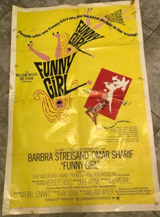 Vintage 1960s Movie Poster Funny Girl Barbra Streisand