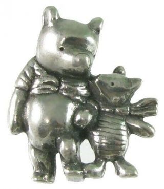 Danforth Pewter Winnie The Pooh And Piglet Button,  Marked Disney On The Reverse