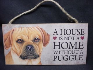 Puggle A House Is Not A Home Dog Sign Wood Wall Hanging Plaque Puppy Usa Made