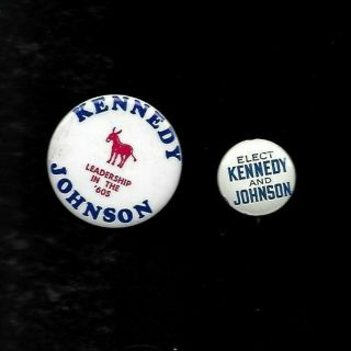 2 Jfk John F.  Kennedy And Lyndon Johnson 1960 Campaign Buttons