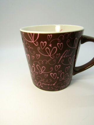 Starbucks Sweet Brown w/ Pink Hearts Coffee Mug Porcelain Ceramic 2006 Cup 2