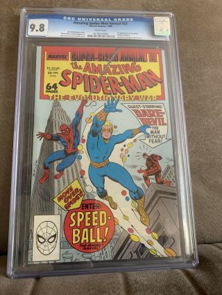 Spider - Man Annual 22 Cgc 9.  8 Highest Graded 1st App Speedball