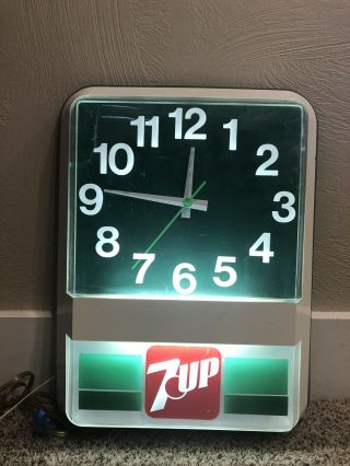 Vintage 7 - Up Sign Wall Clock 7 Up Soda Pop 7up Plug - In Elec.