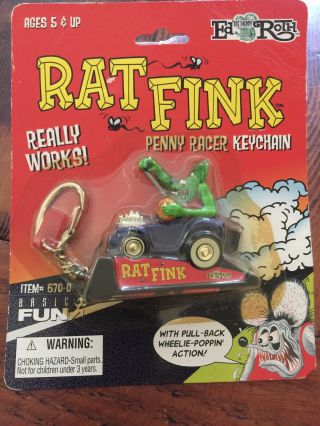 2001 Ed Big Daddy Roth Rat Fink Monster Penny Racer Keychain Pull Back Wheelie