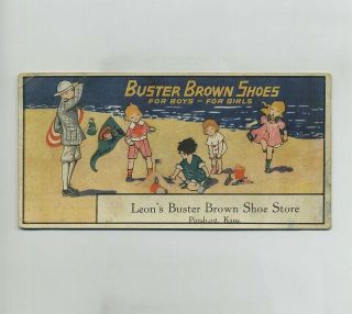 Vintage Advertising Blotter Card Leon Buster Brown Shoe Store Pittsburg Ks W8813