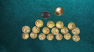 18 Matching Gold Waterbury Uniform Buttons From Naval Dressuniform