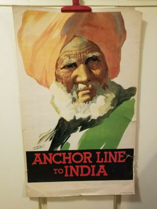 2 Vintage 1950s Twa And Anchor Lines Travel Posters Ad Litho
