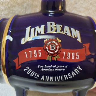 Jim Beam/i.  A.  J.  B.  B.  S.  C.  /wade 200th.  Blue Anniversary Barrel Decanter