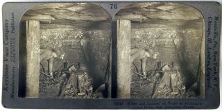 Keystone Stereoview Miners in Anthracite Coal Mine,  PA 1910’s Education Set 76B 2