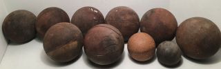 Vintage Wooden Wood Bocce Ball Set - 10 Balls