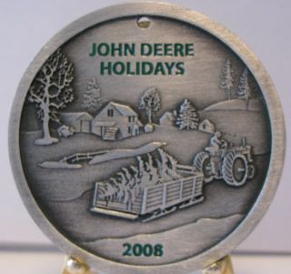 John Deere 2008 Pewter Christmas Ornament Limited Edition Speccast Tractor Sled