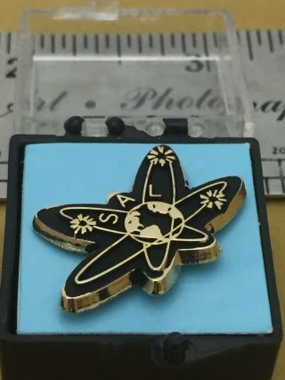 Sal Satellite Aviation Lapel Pin Gold Plated Black Fill Nos Adsco W/case