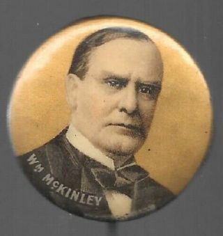 William Mckinley For President Gold Background,  Colorful Political Pin