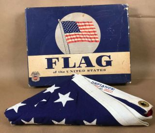 Vintage 50 Star American Flag Defiance 100 Cotton Bunting 5’x3’ Nos