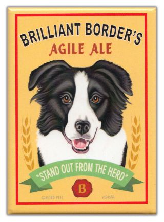 Retro Dogs Refrigerator Magnets: Border Collie | Ale | Vintage Advertising Art
