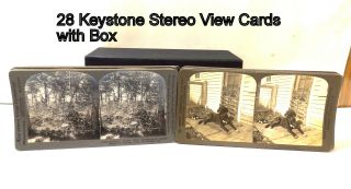 Antique Stereo View Cards By Keystone,  28 Cards