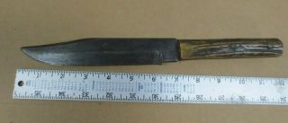 Vintage Stag Handle Fixed Blade Knife Modified Into Fighting Knife (romo) 6 1/4 "