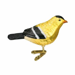 Old World Christmas American Goldfinch Glass Ornament 18045 Decoration Box