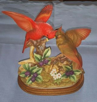 Collectible Andrea By Sadek Porcelain Bird Figurine - Group Of Cardinal