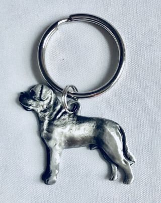Fine Pewter Mastiff Dog Puppy Keychain