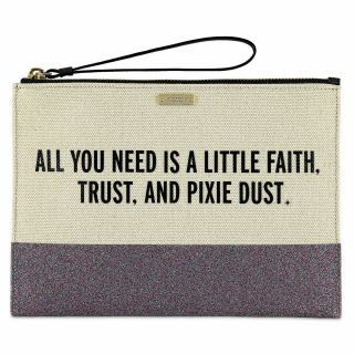 Kate Spade Disney Parks Glitter Clutch All You Need Quote Tinker Bell Peter Pan