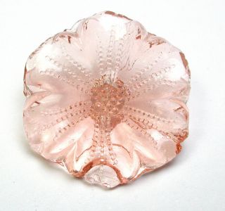 Bb Vintage Depression Era Pink Glass Button Realistic Flower 1 "