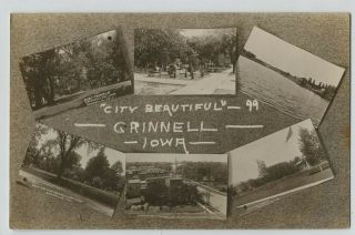 1910 Era Grinnell Iowa Multi View Real Photo Postcard Rppc