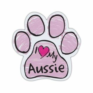 Paw Shape Pink Scribble Car Magnet I Love My Aussie Cars Refrigerator Etc