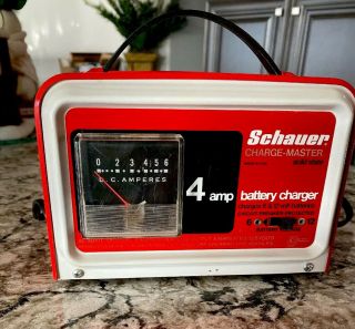 Vintage Schauer Solid State Battery Charger 0124 - 04 (a6612) 6/12 Volt @ 4 Amp
