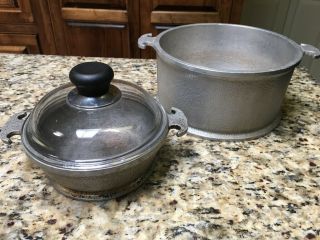 Set Of 2 Vintage Guardian Service Cast Aluminum Bowls Cookware Hammered Pot Bowl