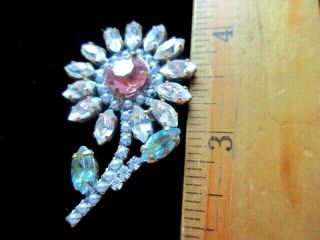 Czech Vintage Style Glass Rhinestone Gorgeous Button Crystal & Pink Flower