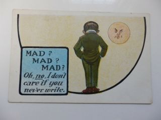 Art Deco Postcard Man In The Moon Mad Mad Mad ?