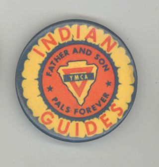 1950s Ymca Indian Guides Pinback Pin Button Badge Indians Father Son Fraternal