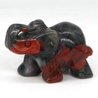 1.  5 " Elephant Statue Natural Gemstone Blood Stone Carved Animal Figurine Decor