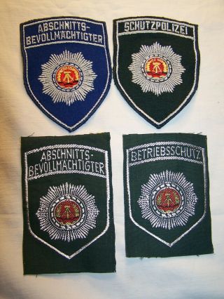 East German Police Patches,  4 Different.  1980 
